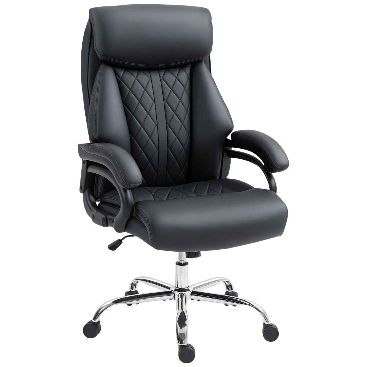 Homcom Pu Leather Office Chair With Spring Padding, Swivel Wheels
