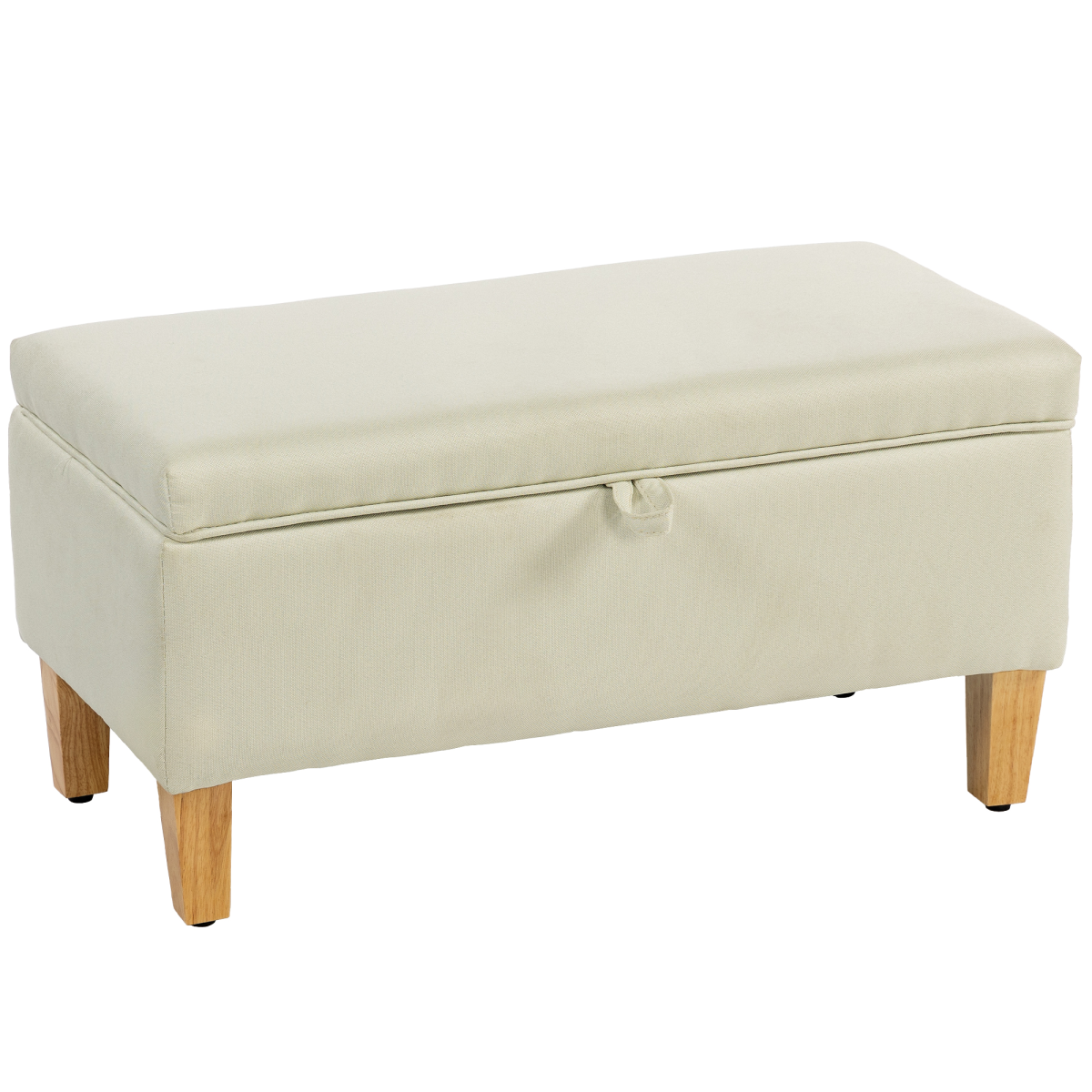 Homcom Linen Storage Ottoman Storage Box With Rubberwood Legs