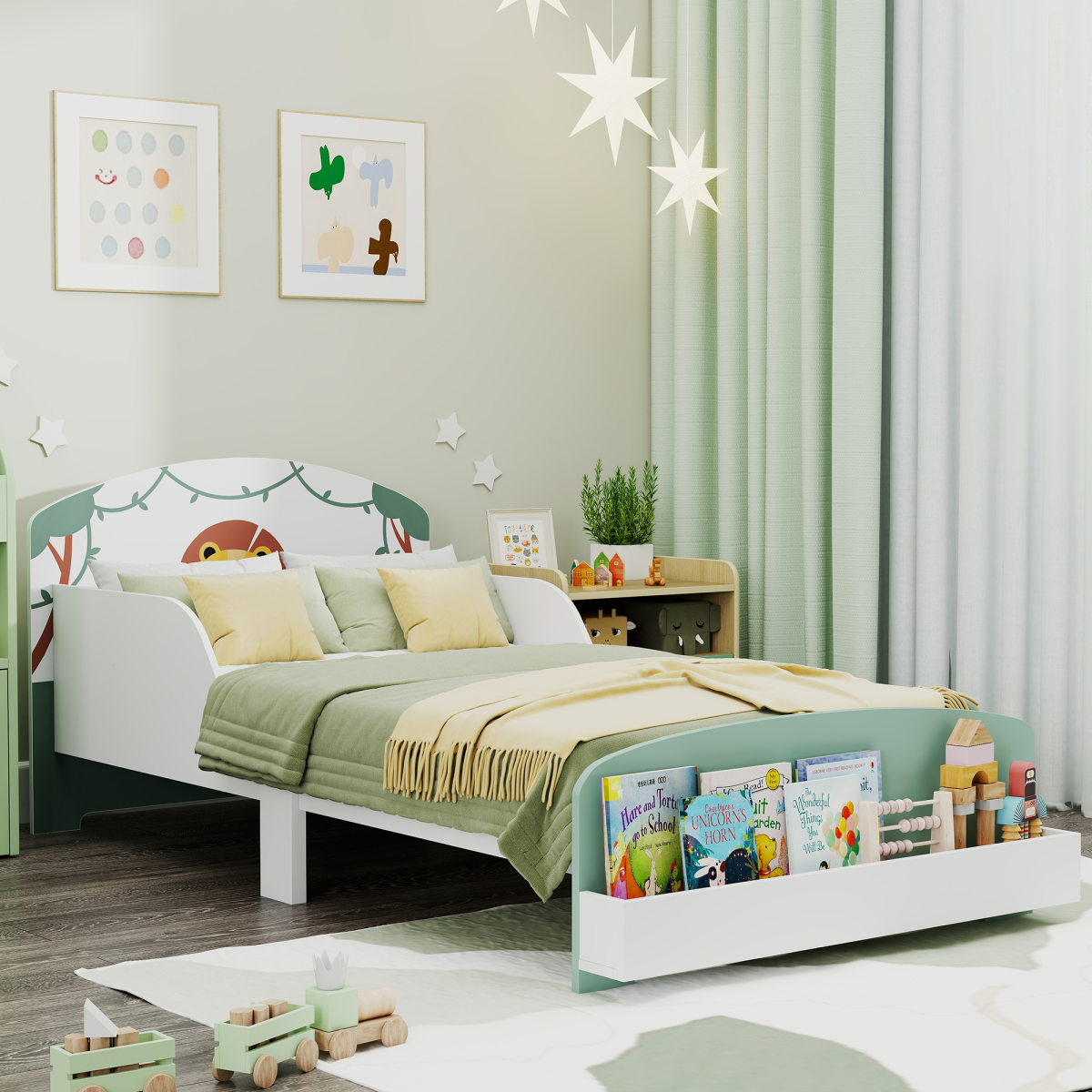 AIYAPLAY Lion Toddler Bed Frame with Storage - 40kg Capacity
