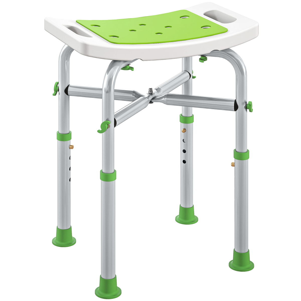 Homcom Adjustable Shower Stool With Foot Pads For Elderly Disabled