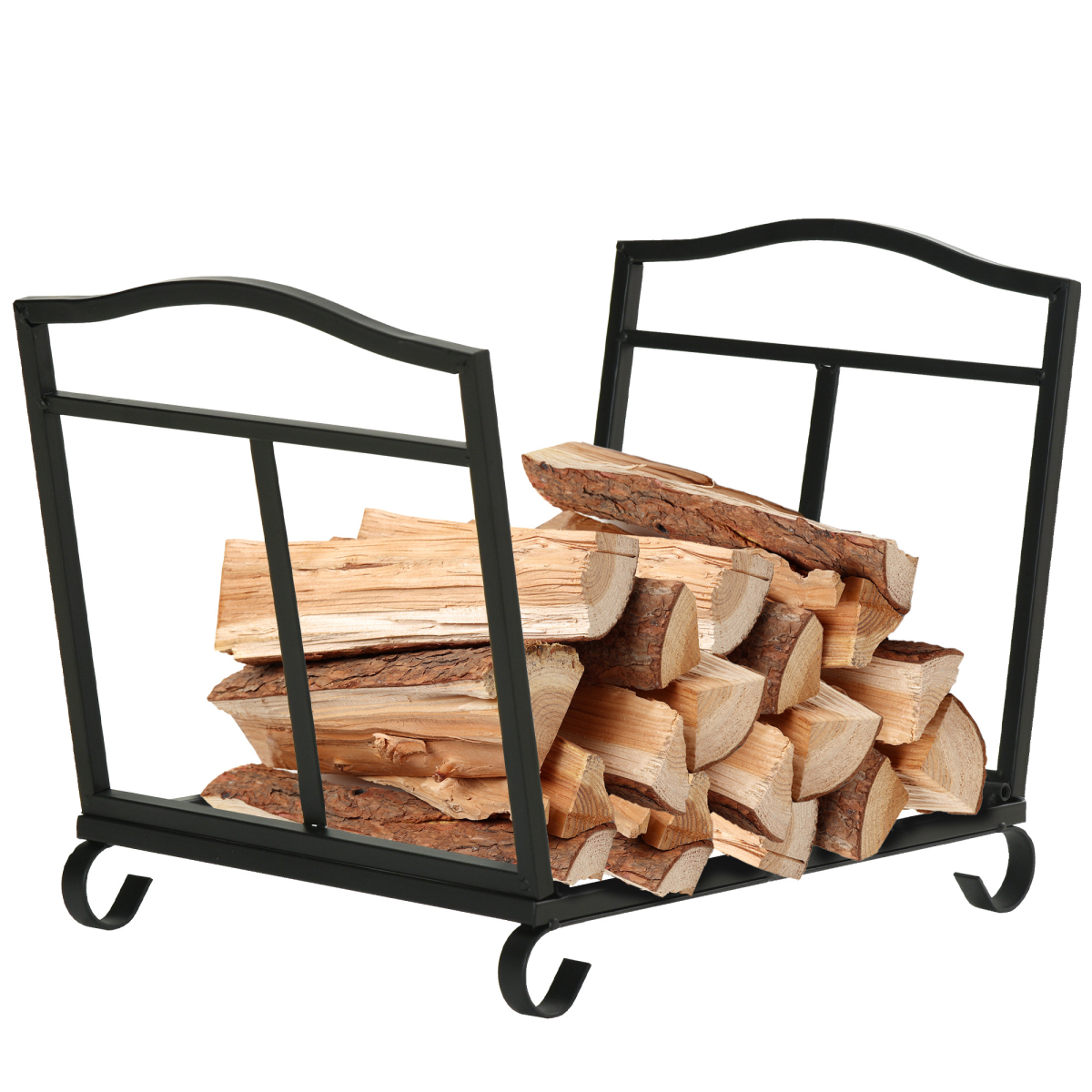 Firewood Log Rack Log Holder Wood Storage Rack With Scrolls Foldable In Outdoors