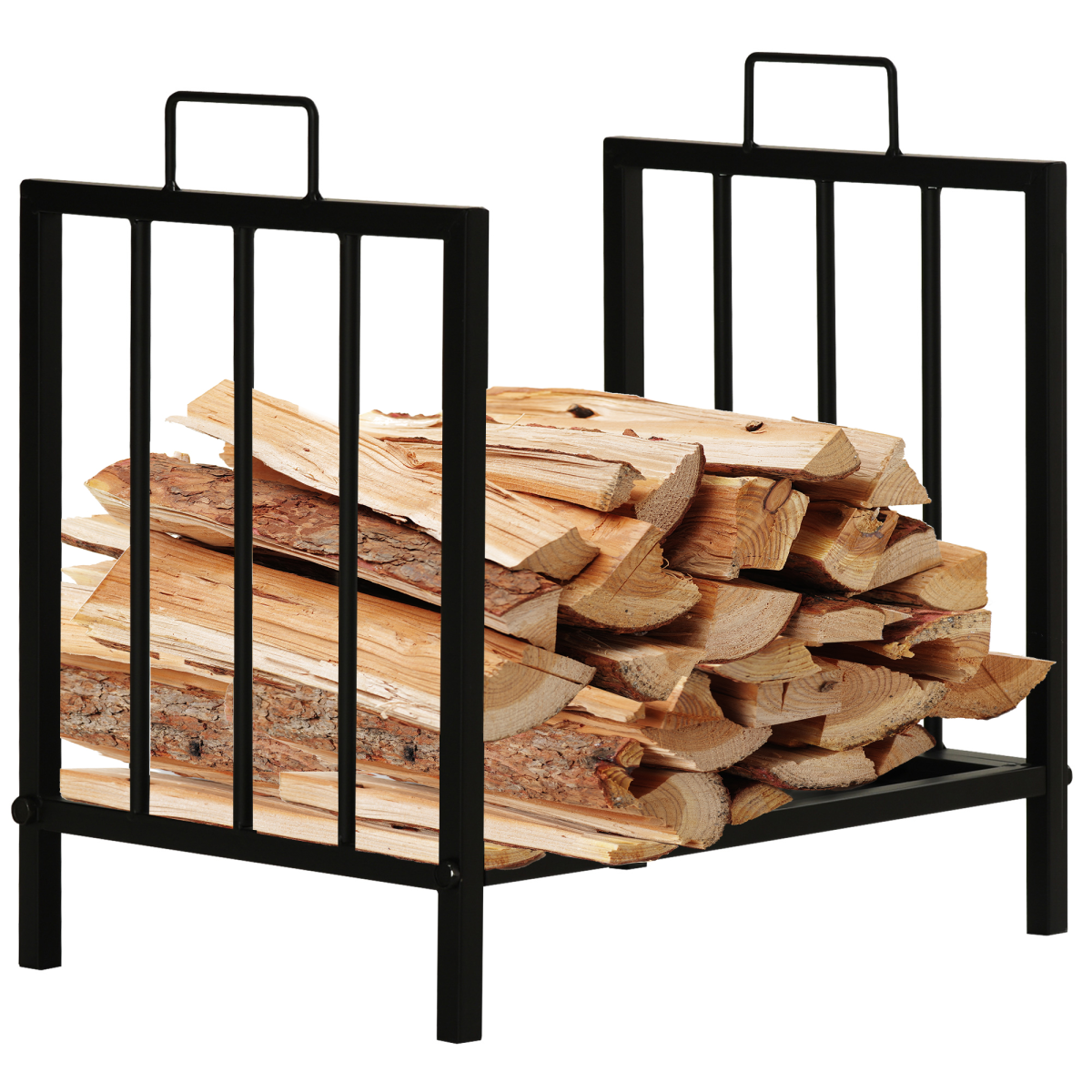 Firewood Log Rack Fireplace Holder Wood Storage Rack With 2 Handles Out Indoor