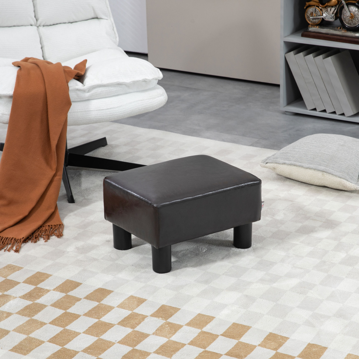 Chic Linen Fabric Footstool Ottoman Cube - 40cm x 30cm x 24cm - Brown Design - Picture 37 of 44