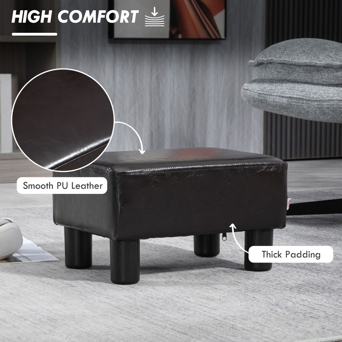 Chic Linen Fabric Footstool Ottoman Cube - 40cm x 30cm x 24cm - Brown Design - Picture 39 of 44