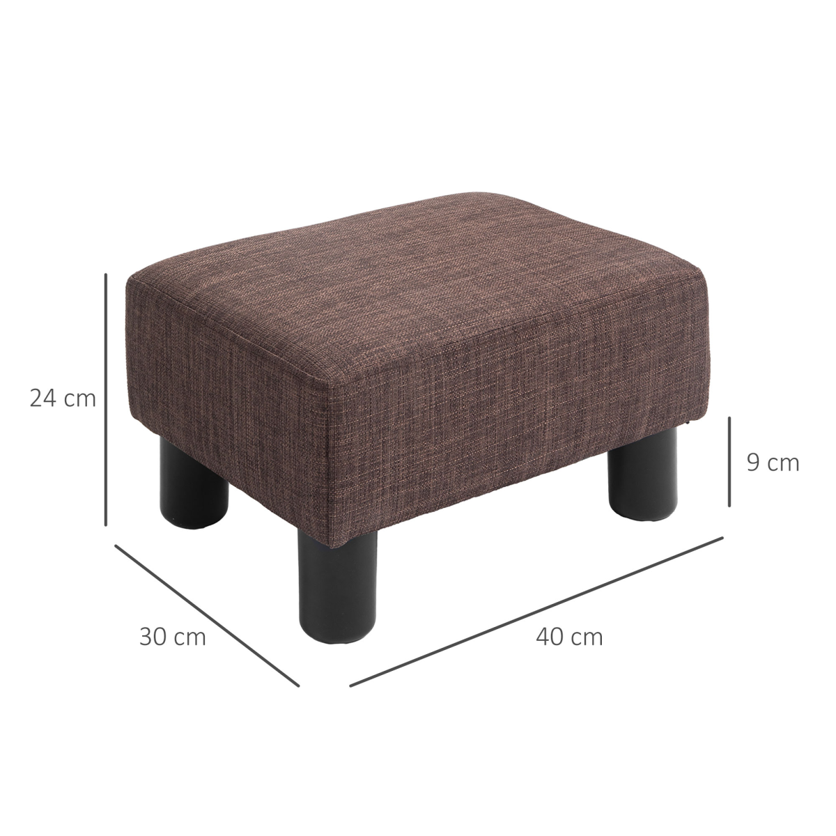 Chic Linen Fabric Footstool Ottoman Cube - 40cm x 30cm x 24cm - Brown Design - Picture 29 of 44