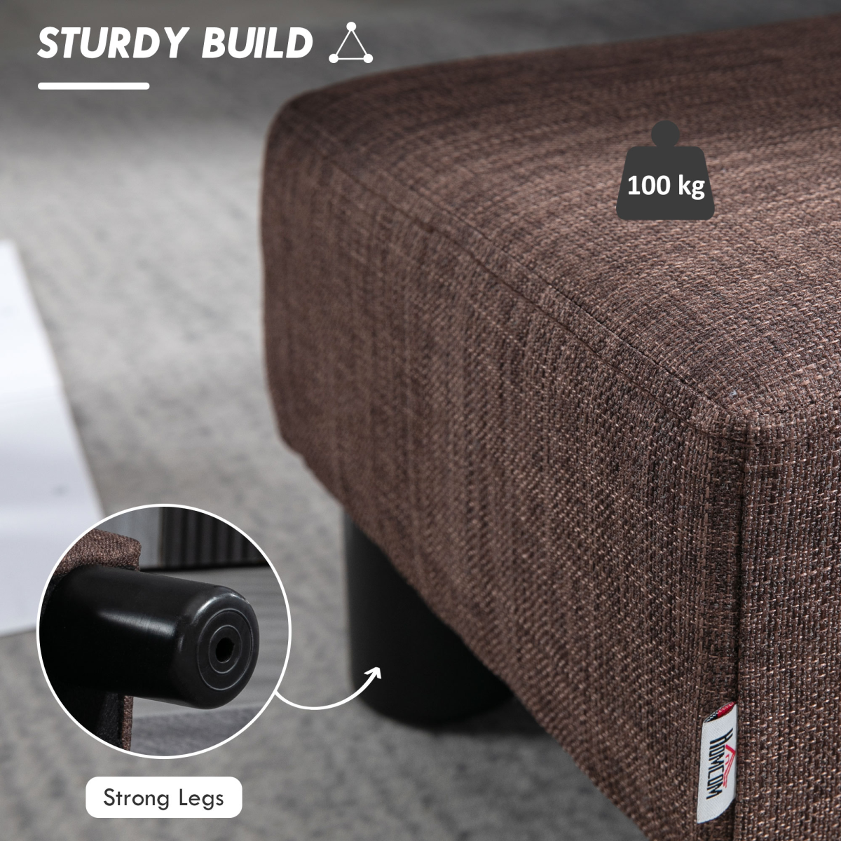 Chic Linen Fabric Footstool Ottoman Cube - 40cm x 30cm x 24cm - Brown Design - Picture 31 of 44