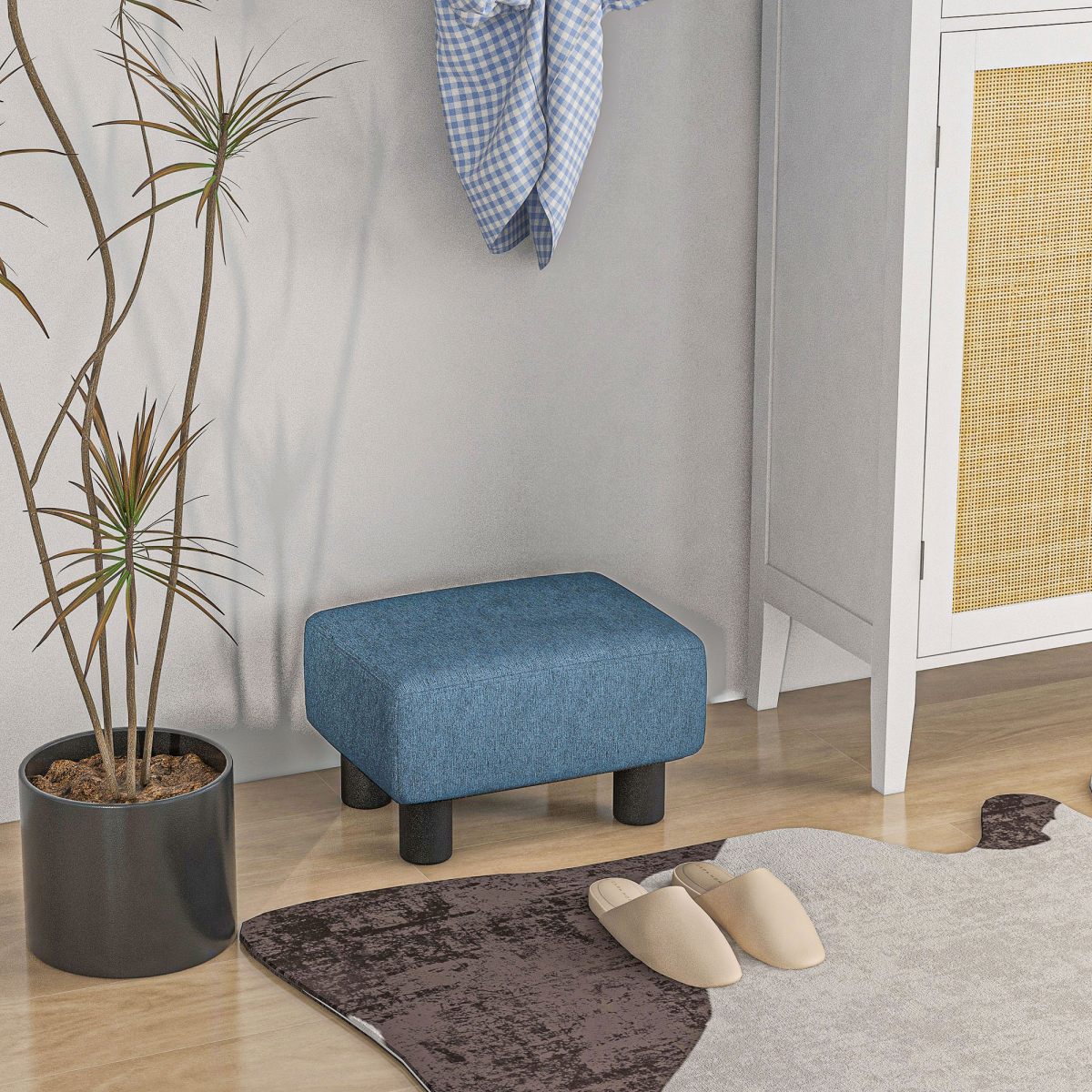 Chic Linen Fabric Footstool Ottoman Cube - 40cm x 30cm x 24cm - Brown Design - Picture 25 of 44