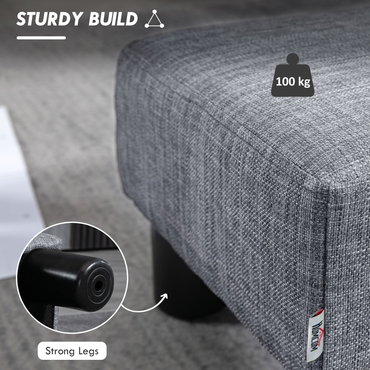 Chic Linen Fabric Footstool Ottoman Cube - 40cm x 30cm x 24cm - Brown Design - Picture 13 of 44