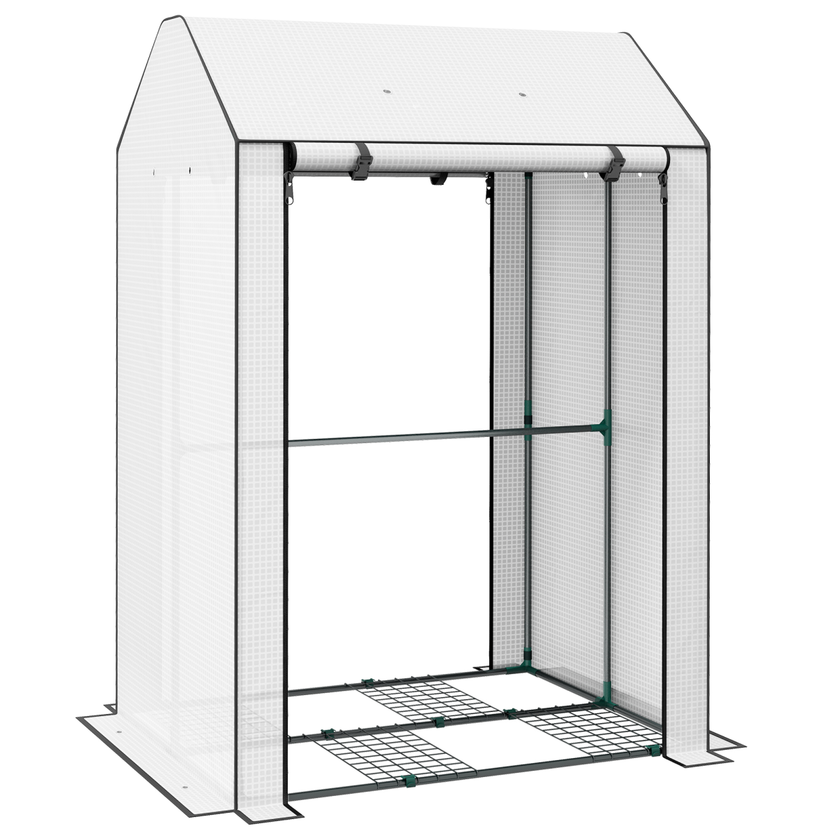 Outsunny White Pallet Contains 84 Units Mini Greenhouse With Shelves And Roll Up Door, 100X80x150cm,