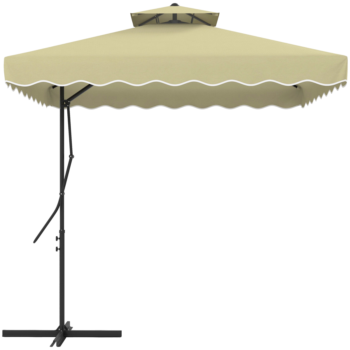 Outsunny 2.5m Square Cantilever Garden Parasol Umbrella With Cross Base, Beige