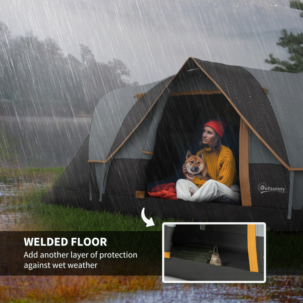 Geräumiges 5-6 Personen Campingzelt mit Fiberglas & Stahlgestell, wasserdicht - Bild 13 von 17