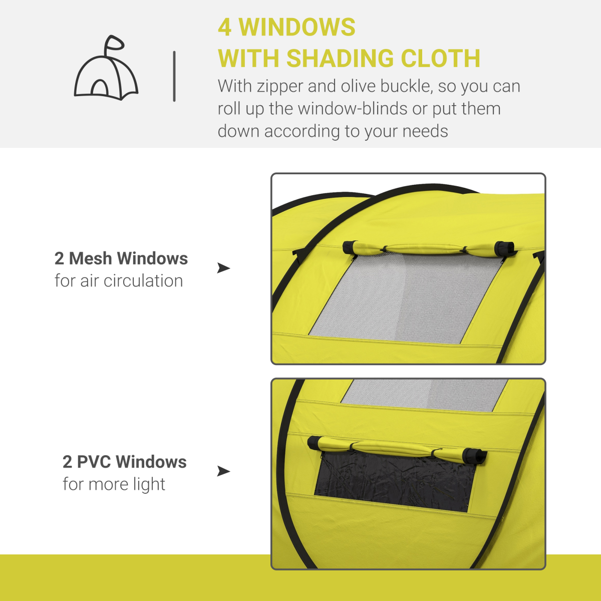 POP-UP DESIGN 4-5 PERSONEN CAMPINGZELT GELB MIT FENSTERN & AUFBEWAHRUNGSTASCHEN - Bild 14 von 17