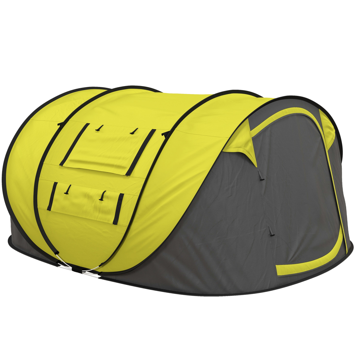 POP-UP DESIGN 4-5 PERSONEN CAMPINGZELT GELB MIT FENSTERN & AUFBEWAHRUNGSTASCHEN - Bild 9 von 17