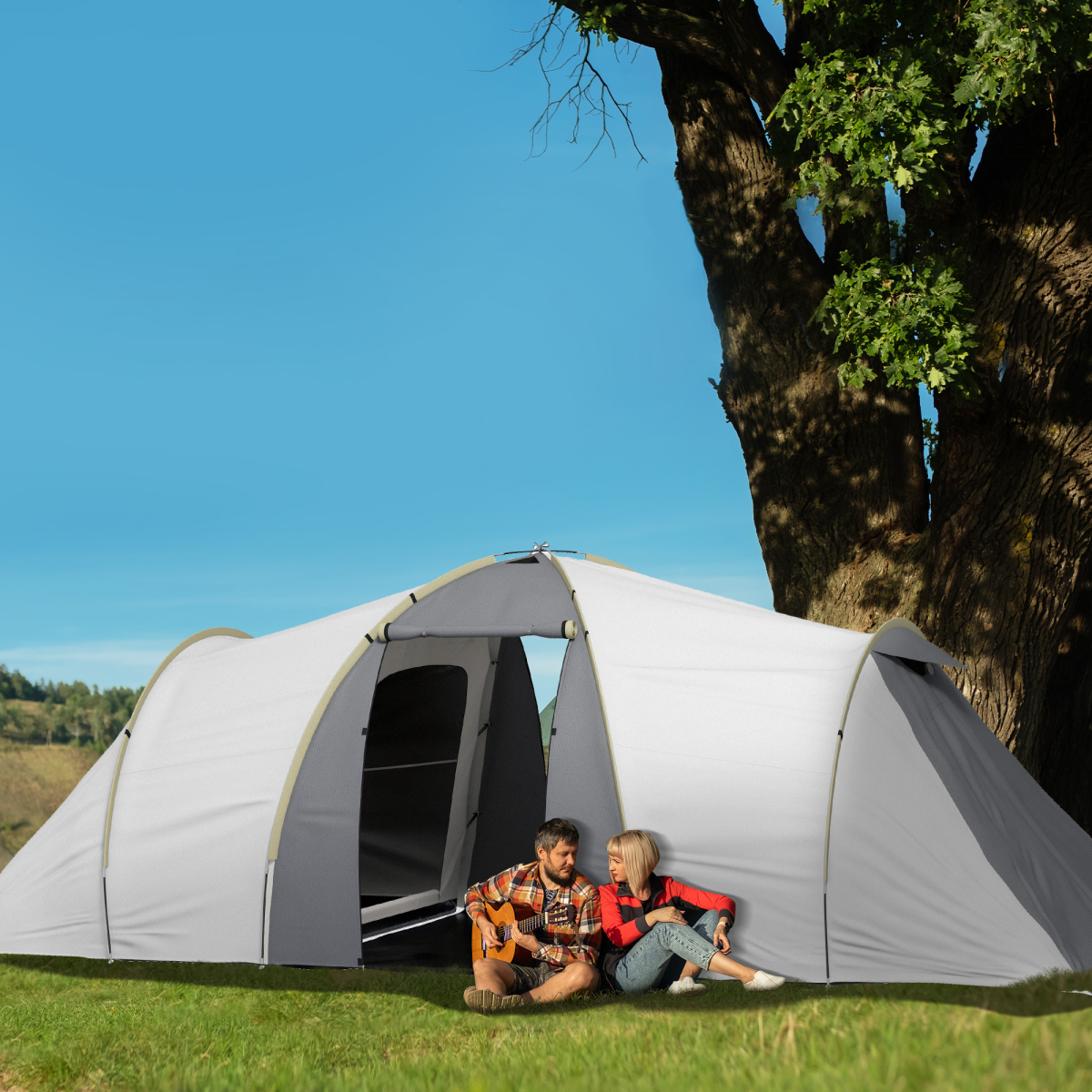 Spacious 4-6 Person Waterproof Camping Tent with 2 Bedrooms & Living Area - Picture 10 of 17