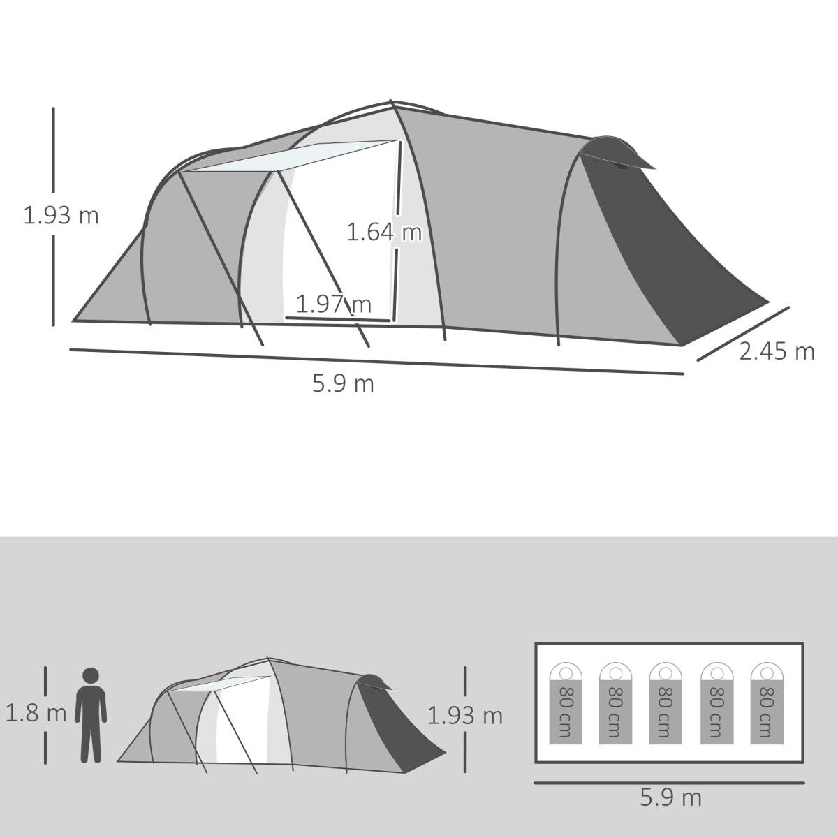 Spacious 4-6 Person Waterproof Camping Tent with 2 Bedrooms & Living Area - Picture 11 of 17