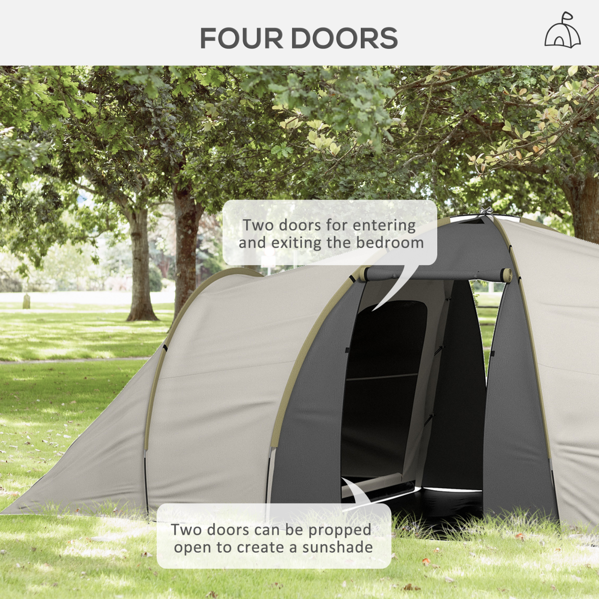 Spacious 4-6 Person Waterproof Camping Tent with 2 Bedrooms & Living Area - Picture 13 of 17