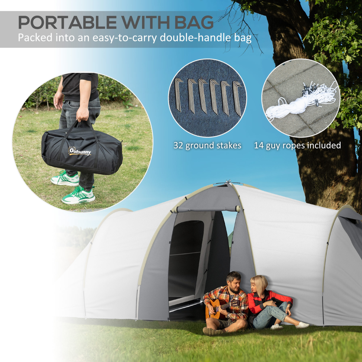 Spacious 4-6 Person Waterproof Camping Tent with 2 Bedrooms & Living Area - Picture 16 of 17