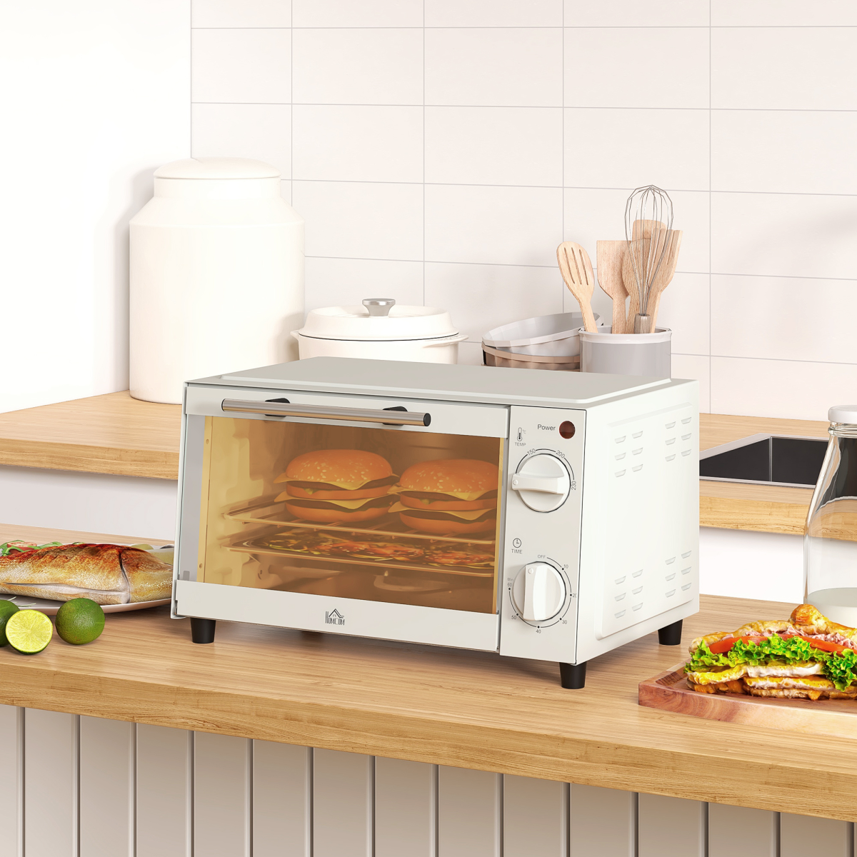 HOMCOM Mini Forno 9L Grill Elettrico da Piano con Controllo Temp Timer 750W - Foto 15 di 35