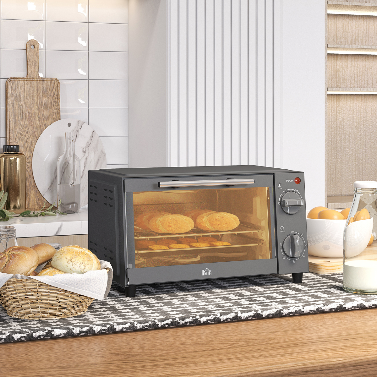 HOMCOM Mini Forno 9L Grill Elettrico da Piano con Controllo Temp Timer 750W - Foto 19 di 35