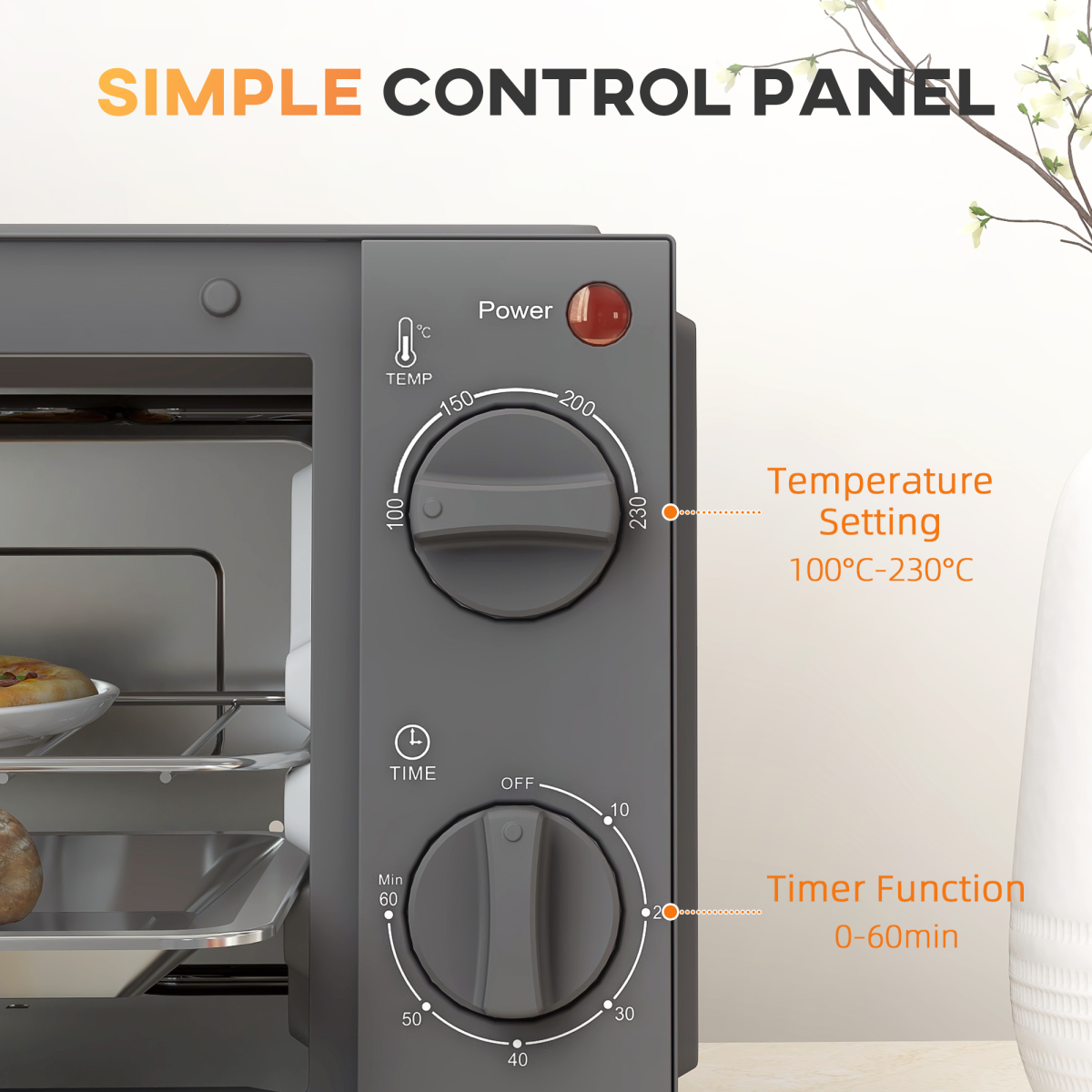 HOMCOM Mini Forno 9L Grill Elettrico da Piano con Controllo Temp Timer 750W - Foto 25 di 35