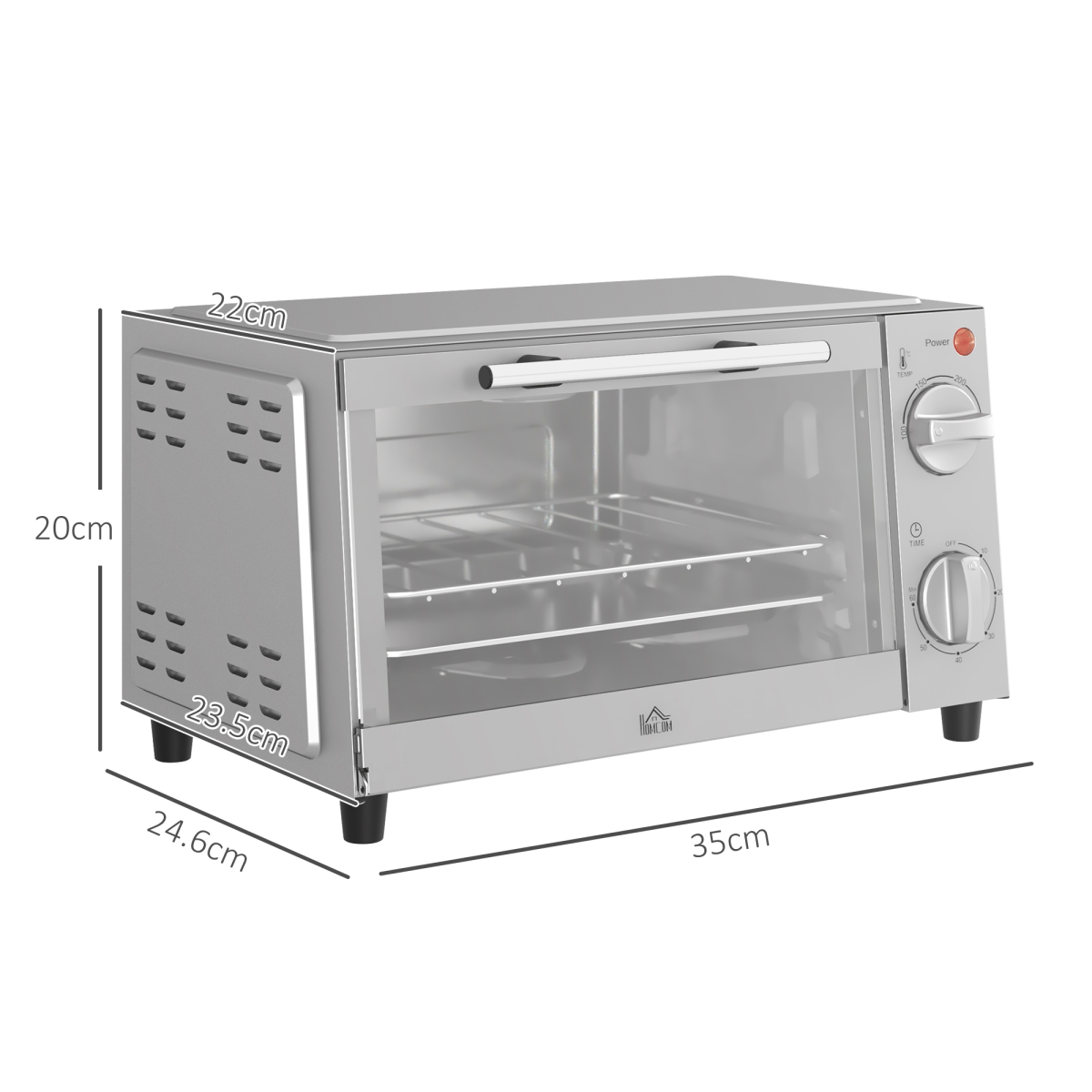HOMCOM Mini Forno 9L Grill Elettrico da Piano con Controllo Temp Timer 750W - Foto 29 di 35