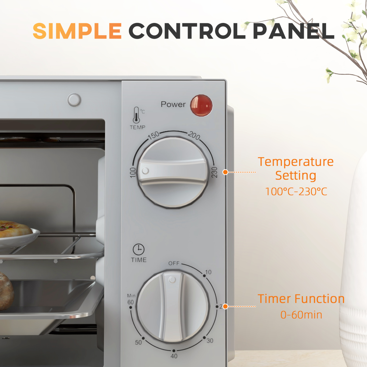 HOMCOM Mini Forno 9L Grill Elettrico da Piano con Controllo Temp Timer 750W - Foto 34 di 35