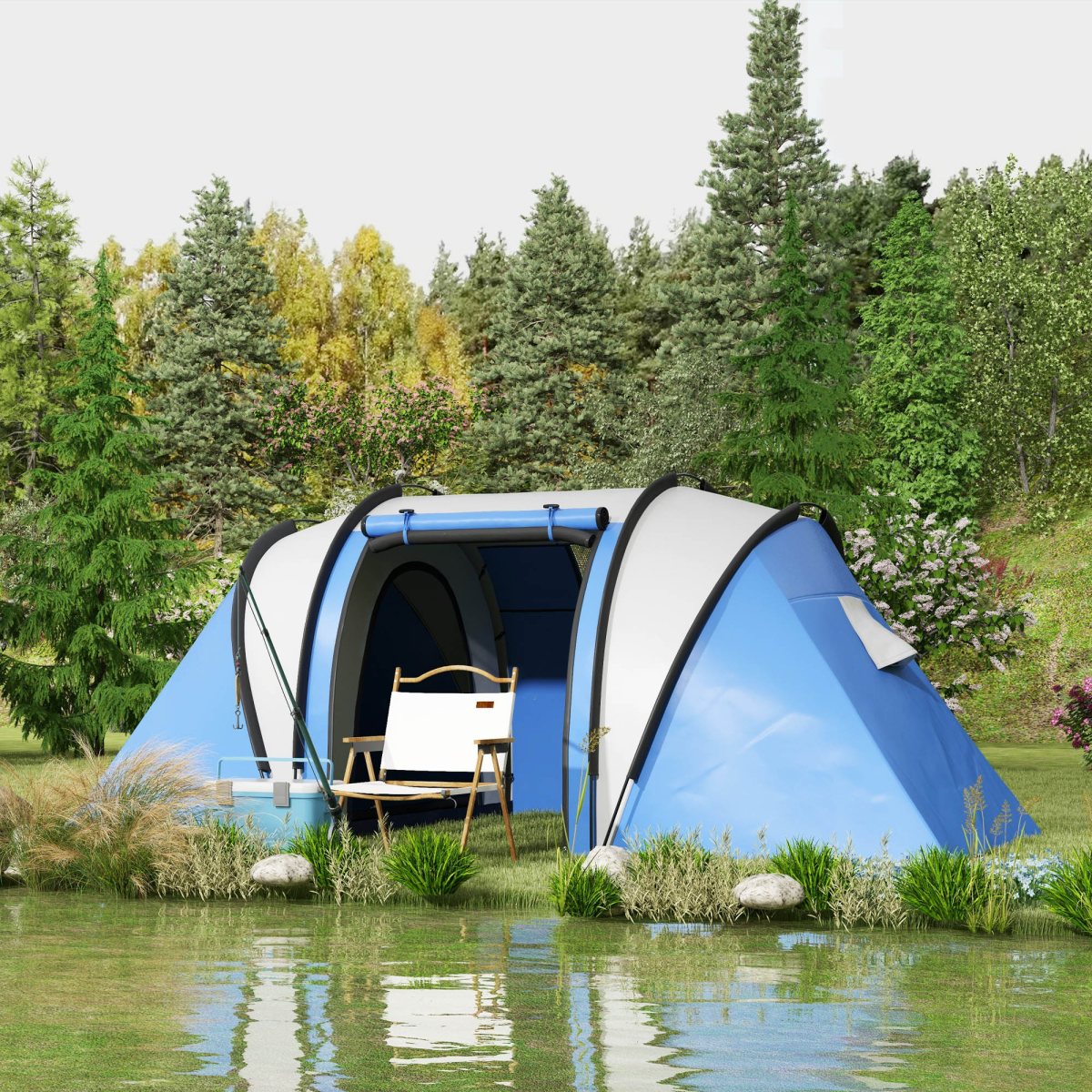 Spacious 2 Bedroom Camping Tent With Living Area & 3000mm Waterproof Design - Picture 20 of 27