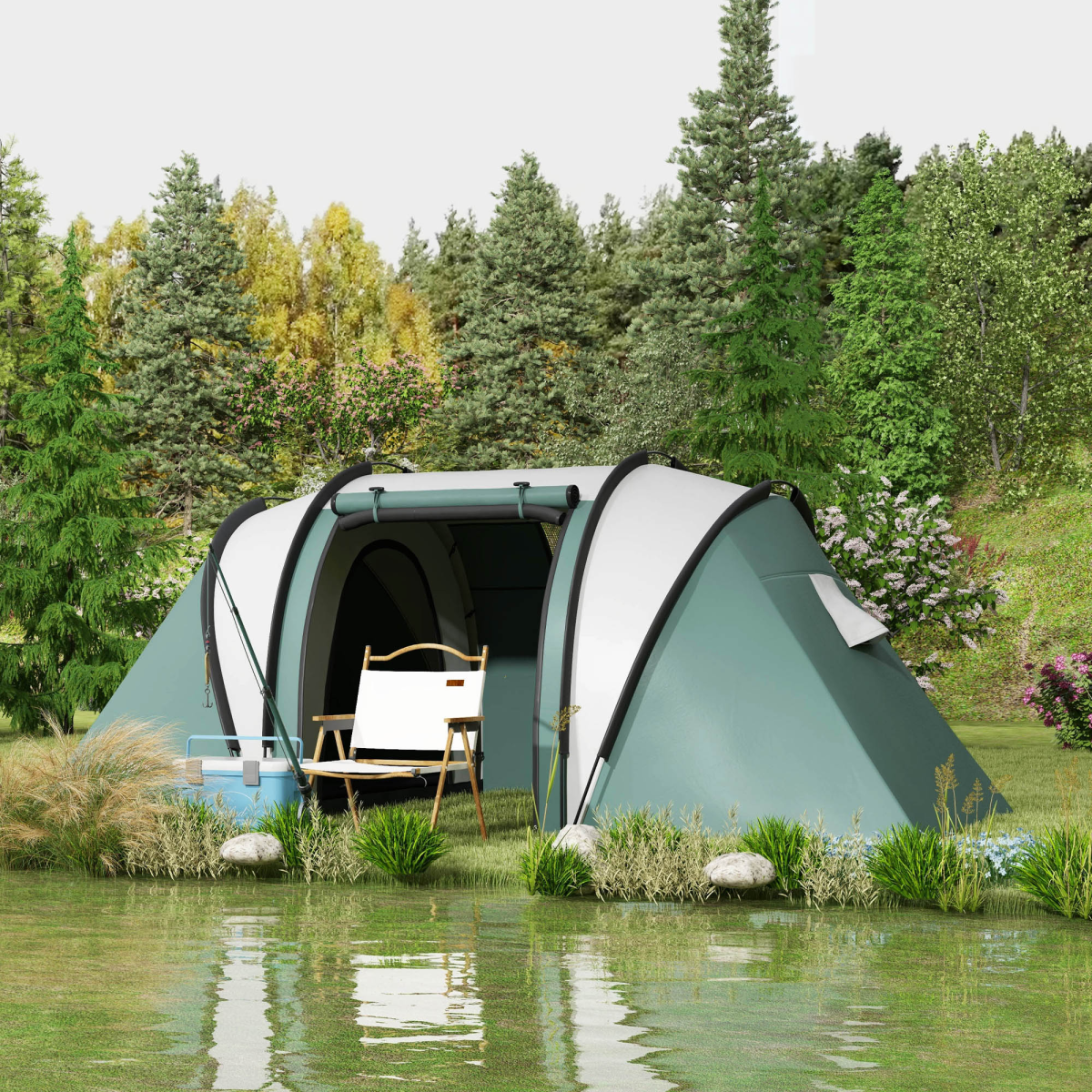 Spacious 2 Bedroom Camping Tent With Living Area & 3000mm Waterproof Design - Picture 11 of 27