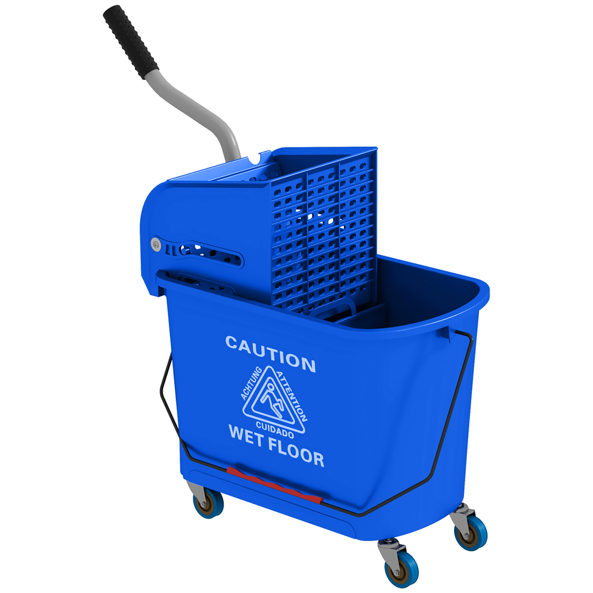 Homcom 20l Mop Bucket With Wringer Handle On Wheels For Floor Cleaning Blue