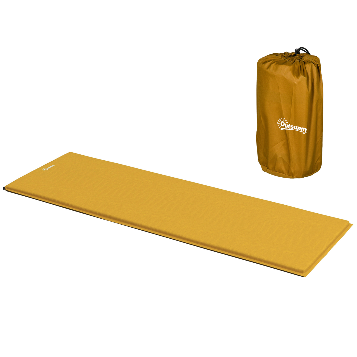 Outsunny Self-Inflating Single Sleeping Pad Air Bed With Carry Bag, Khaki