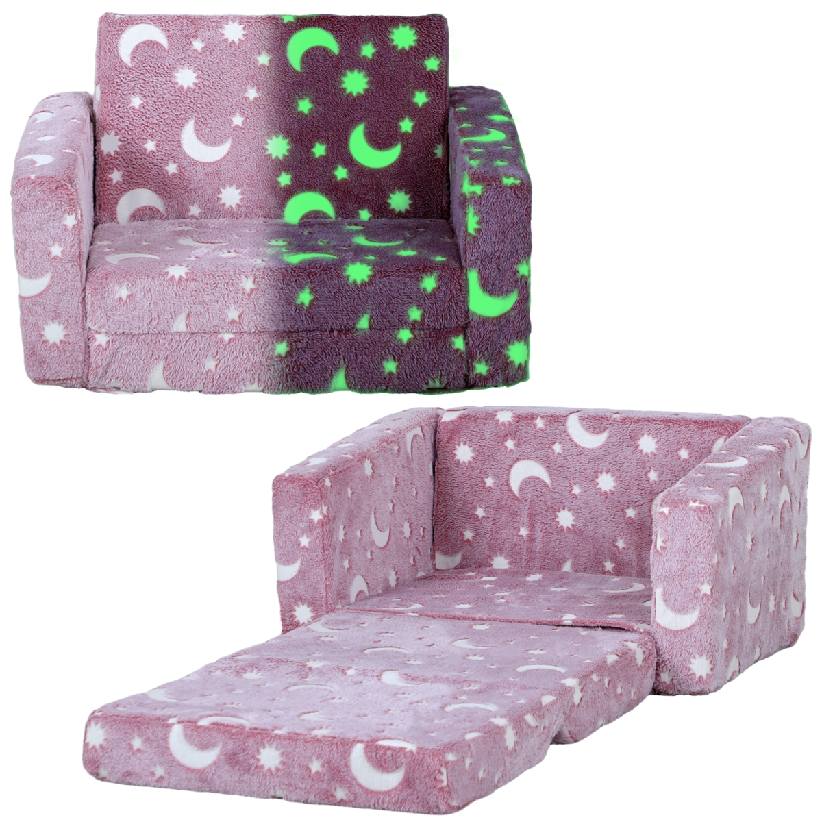 AIYAPLAY Glow-in-the-Dark Cosmic Folding Armchair Bed - Pink