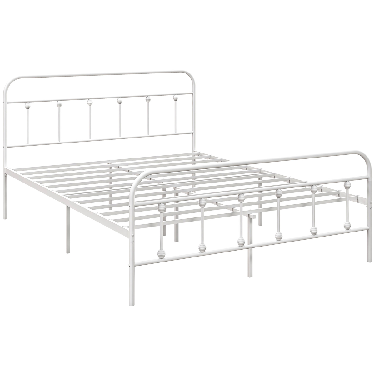 HOMCOM White Metal Double Platform Bed Frame - 135cm x 190cm Mattress Size - 33cm Under-Bed Clearance