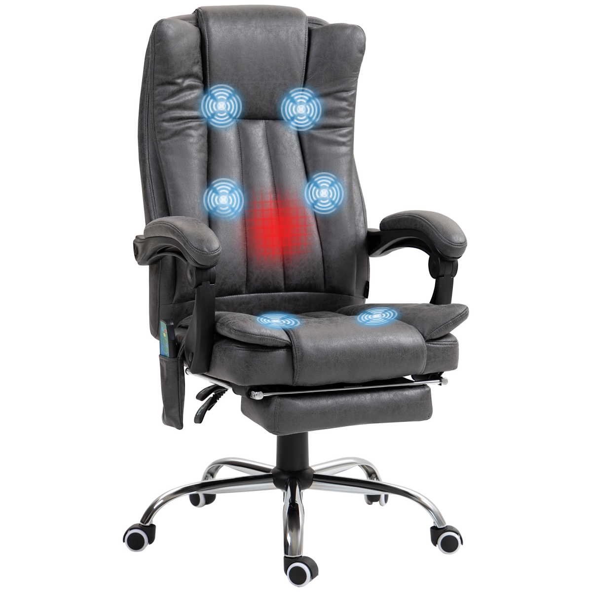 Vinsetto 6-Point Vibrating Heat Massage Chair W/ Microfibre Charcoal Grey