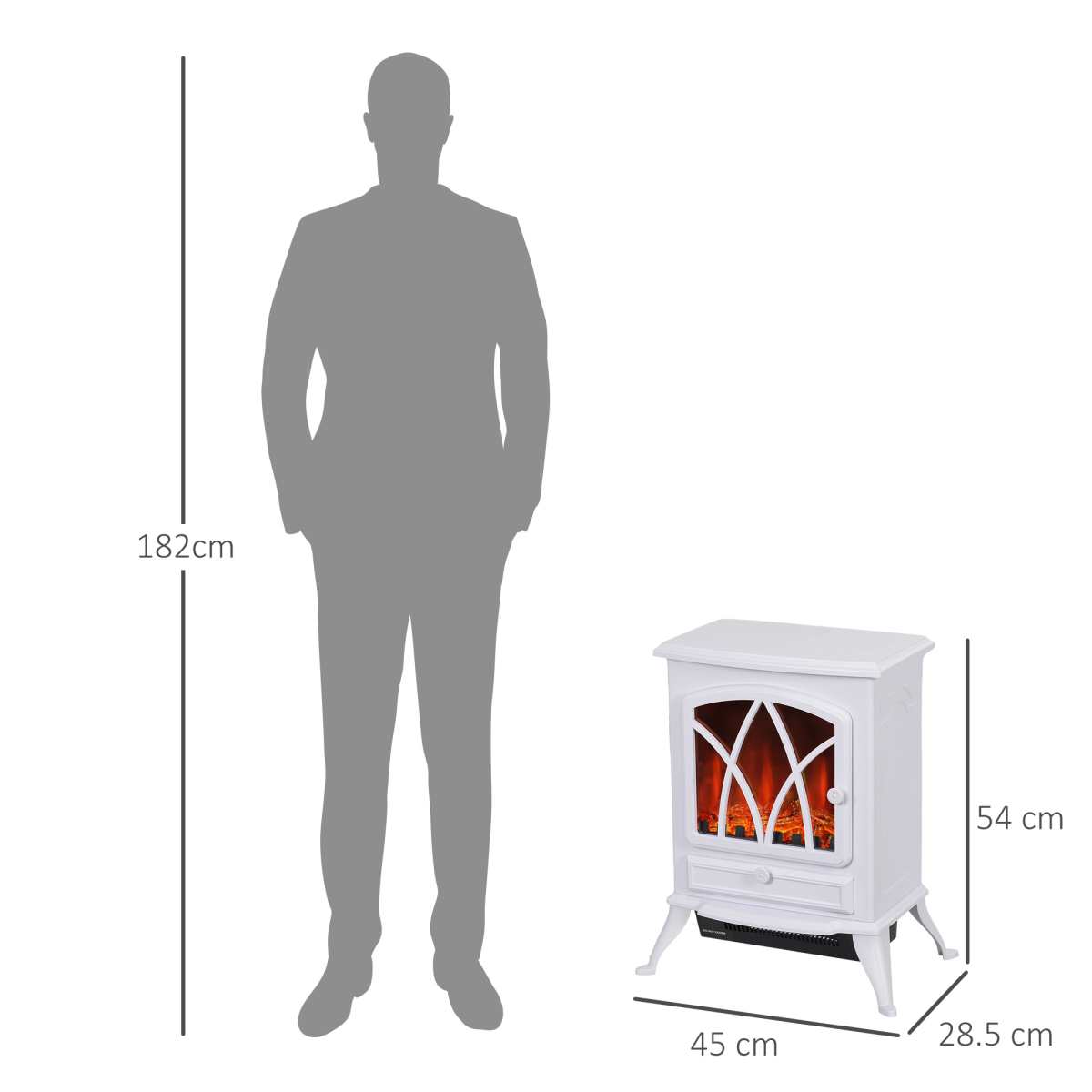 FLAME EFFECT ELECTRIC FIREPLACE HEATER 1000W 2000W 15-30M2 WHITE FREESTANDING - Picture 12 of 18