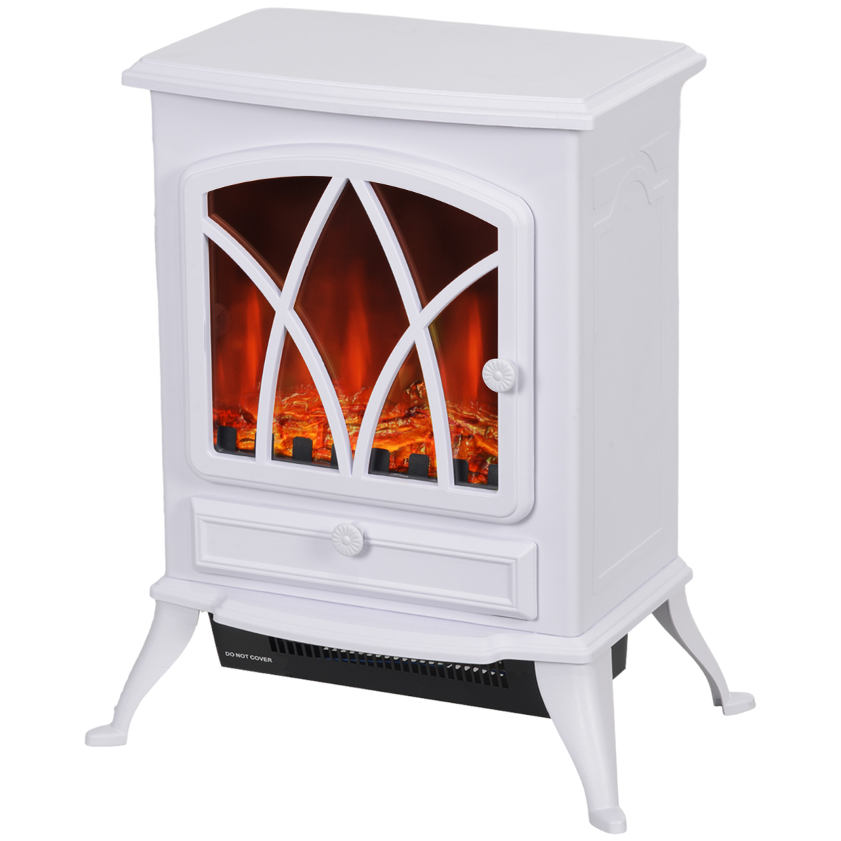 FLAME EFFECT ELECTRIC FIREPLACE HEATER 1000W 2000W 15-30M2 WHITE FREESTANDING - Picture 10 of 18