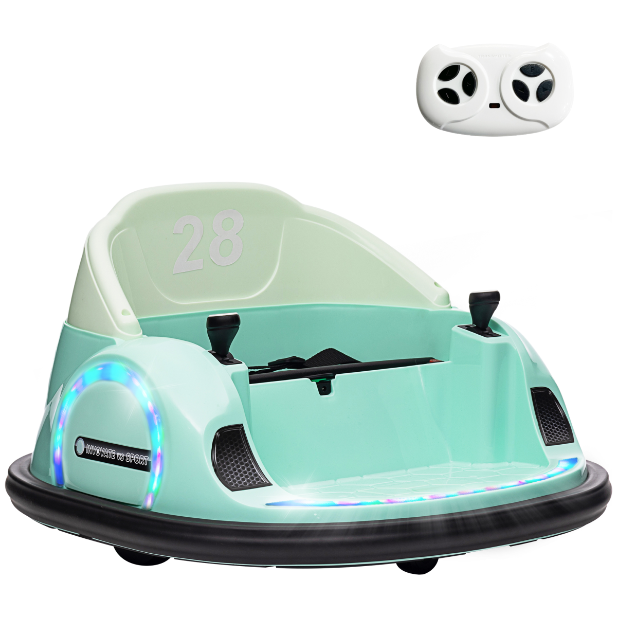 Aiyaplay 360° Rotation 12v Kids Bumper Car W/ Remote Control - Green