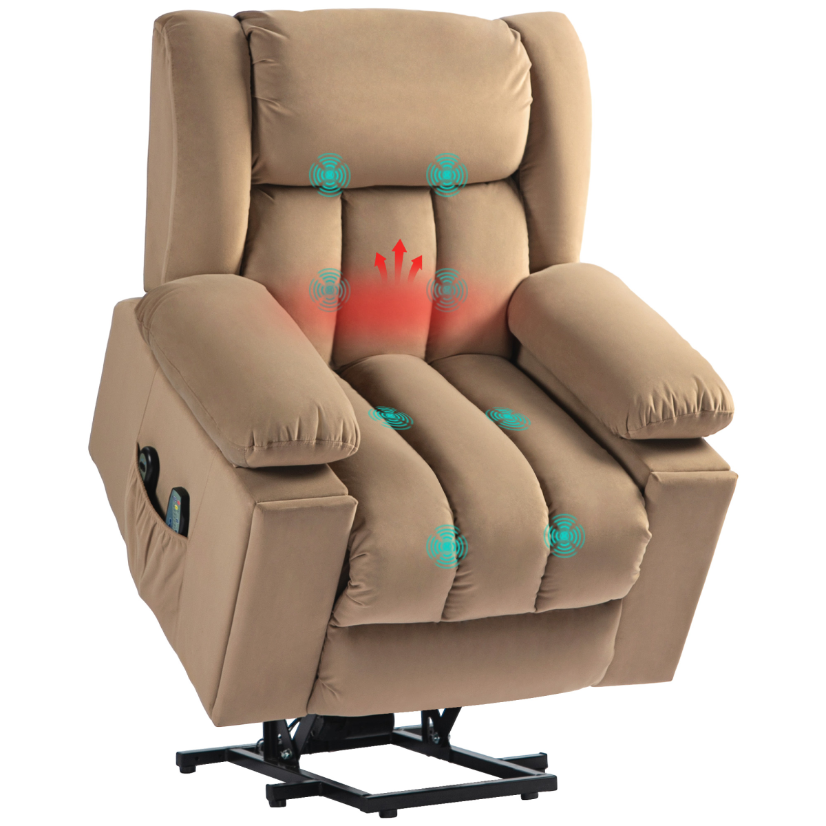 Homcom Power Lift Recliner Chair With Vibration Massage, Usb, Light Brown