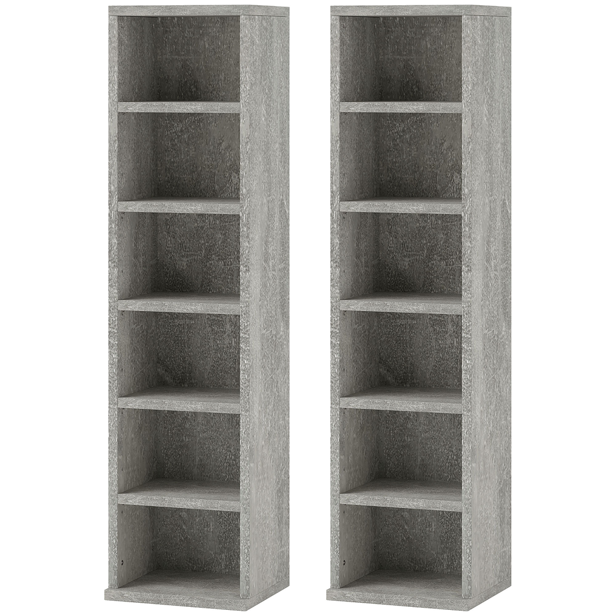 Homcom Set Of 2 Cd Storage Units With Adjustable Shelves Cement Grey