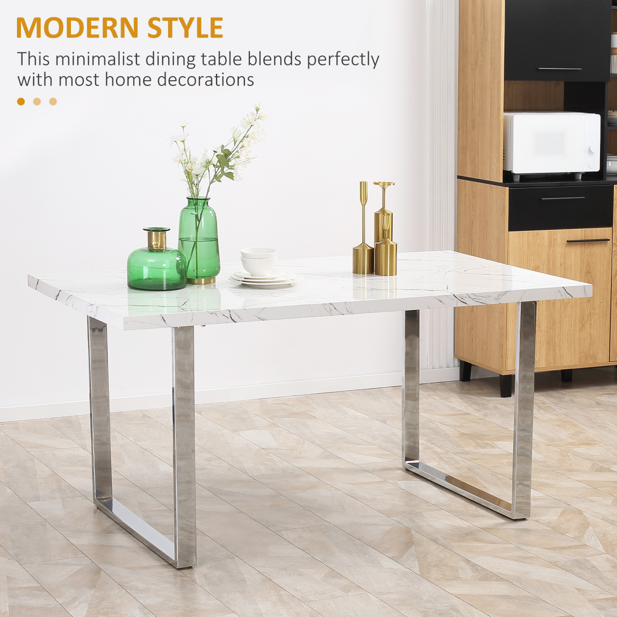Elegant Marble-Effect Rectangular Dining Table for 6-8 People - 160 cm - Picture 13 of 18