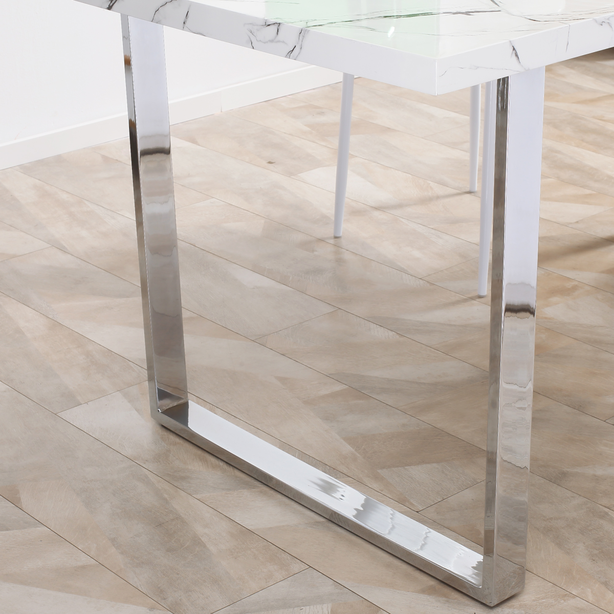 Elegant Marble-Effect Rectangular Dining Table for 6-8 People - 160 cm - Picture 16 of 18