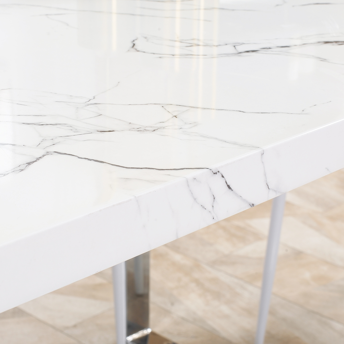 Elegant Marble-Effect Rectangular Dining Table for 6-8 People - 160 cm - Picture 18 of 18