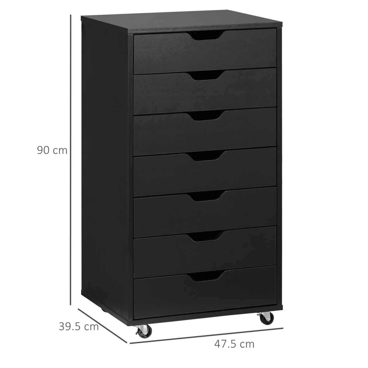 Vinsetto Mobile Filing Cabinet, 7-drawer File Cabinet with Wheels - Picture 11 of 17