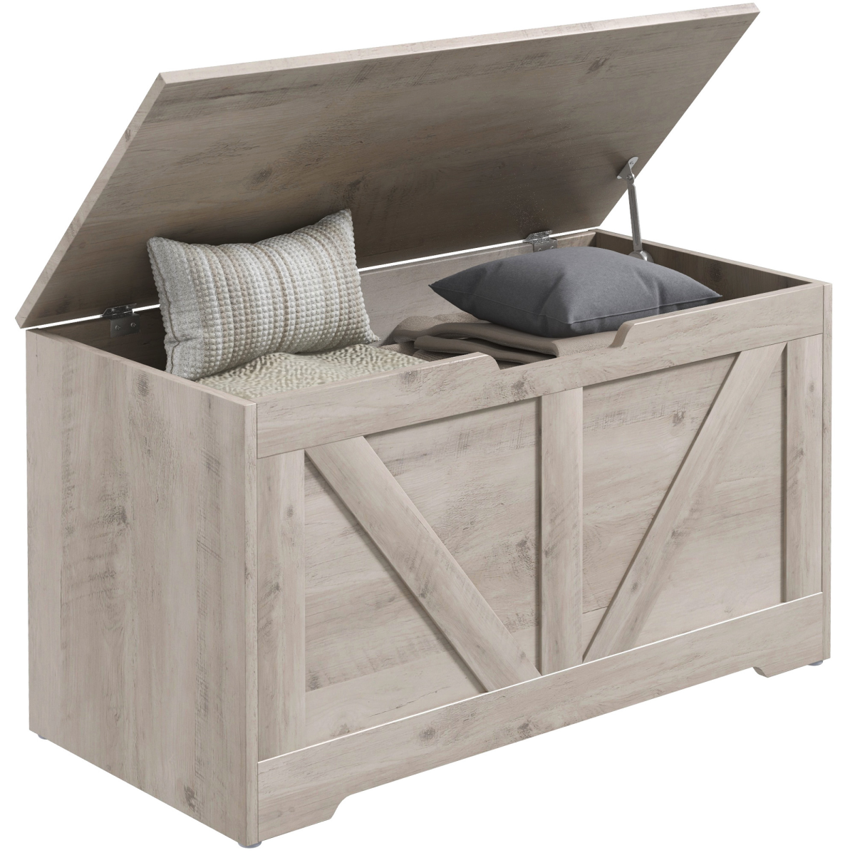 Homcom Storage Trunk For Living Room, With Safety Hinges, 80cm, Grey