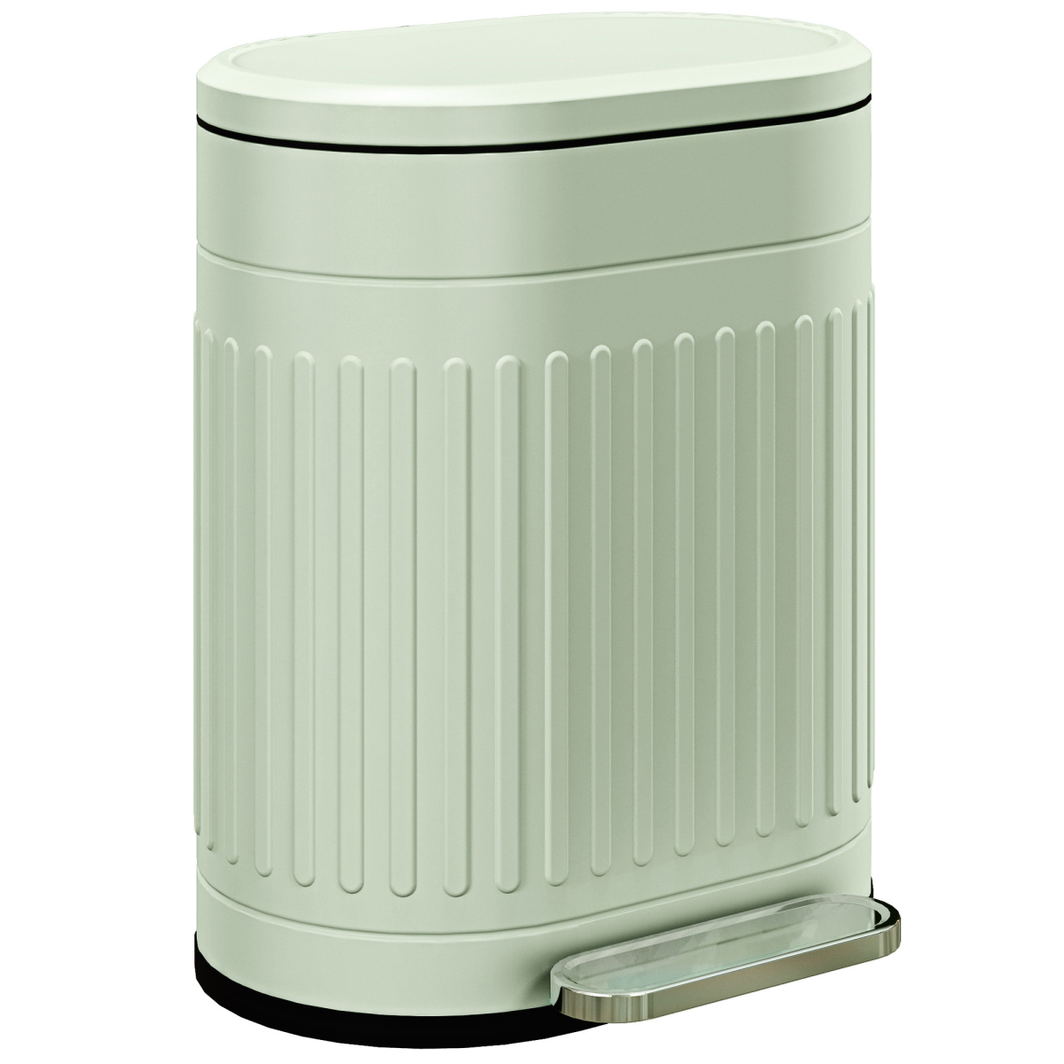 Homcom 20l Pedal Bin, Metal Kitchen Bin With Soft-Close Lid, Light Green
