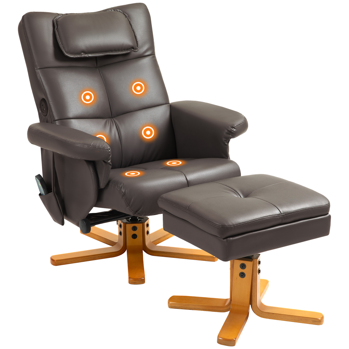 Homcom Massage Recliner Chair With Footstool And Hidden Storage, Dark Brown