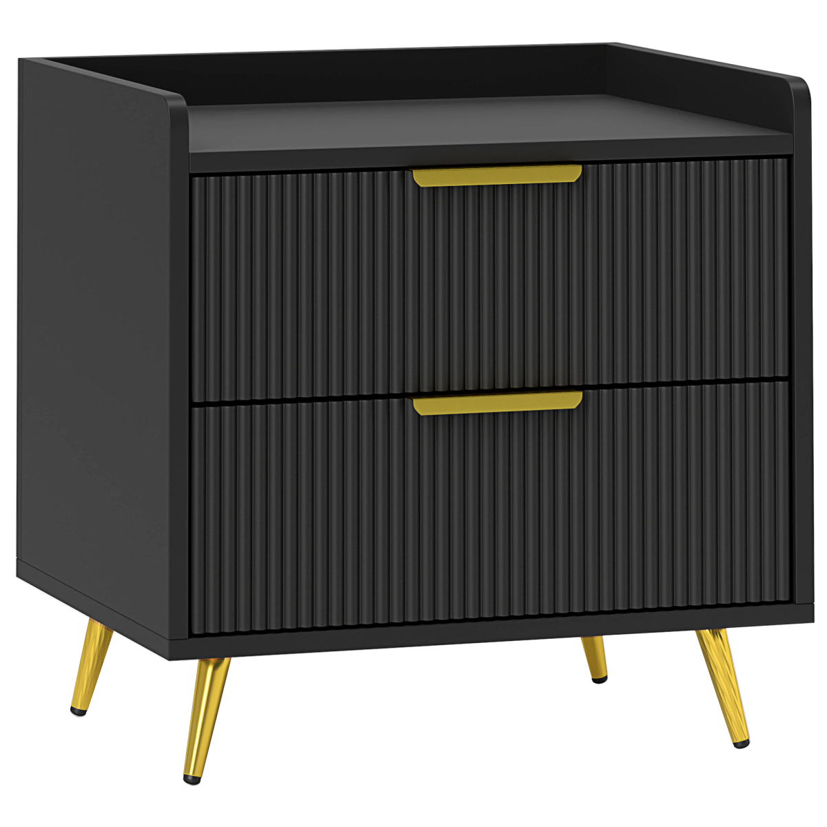 Homcom Bedside Table With 2 Drawers For Bedroom, Living Room, Black