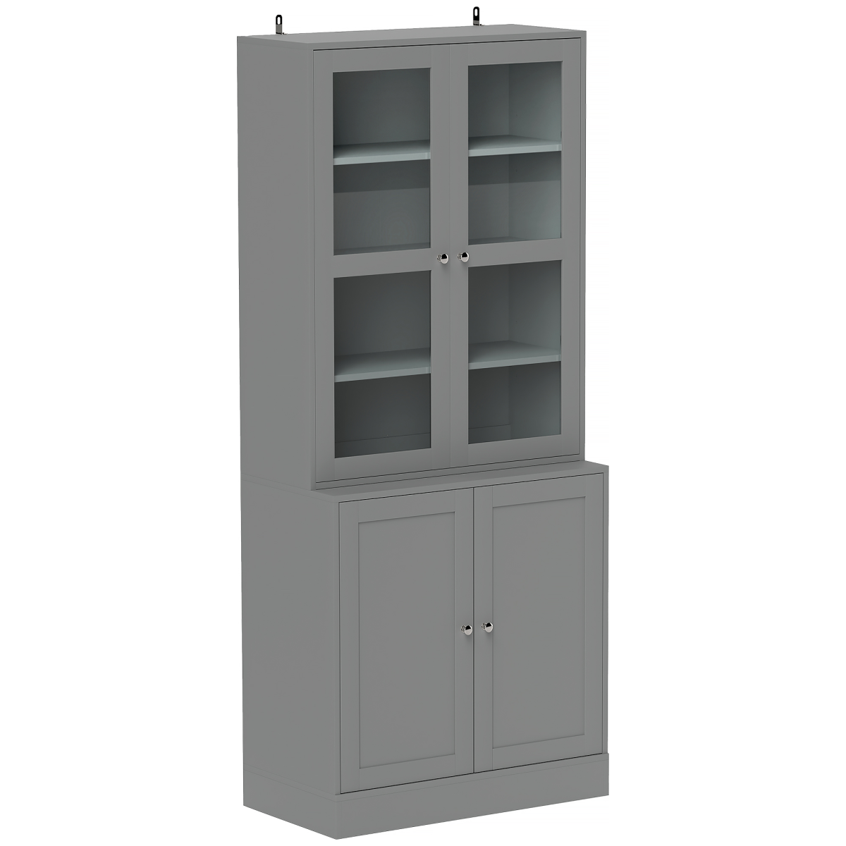 HOMCOM MDF Display Cabinet with Glass Doors & Adjustable Shelves - White