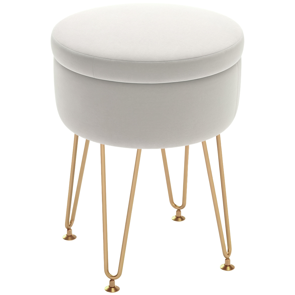 Homcom 5l Velvet Footstool With Removable Lid For Bedroom, Cream White