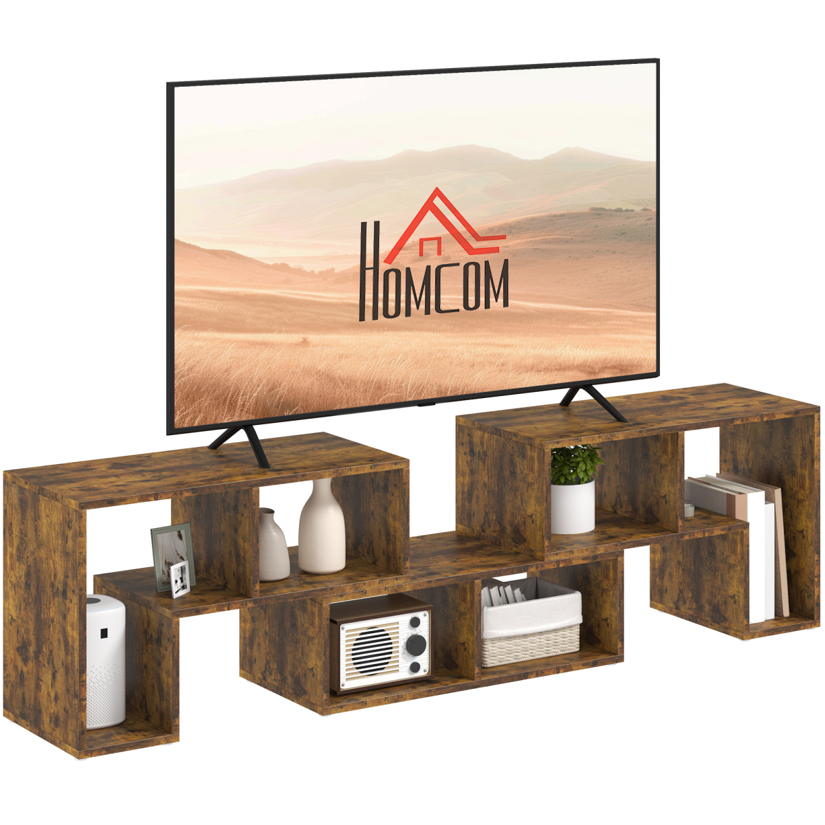 Homcom Tv Unit For Tvs Up To 75 Inches, Free Combination Tv Stand, Brown