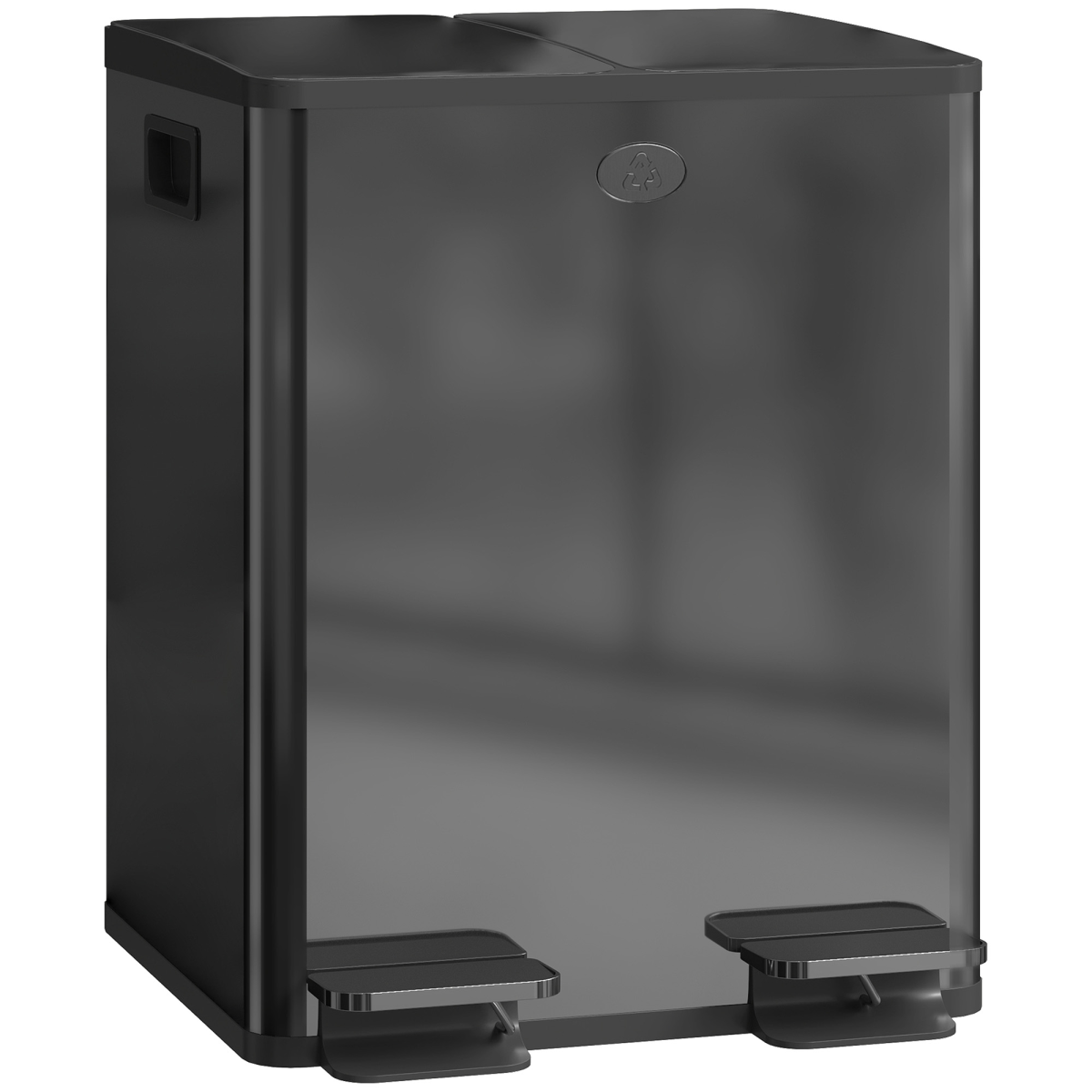 Homcom 2 X 20l Dual Kitchen Bin Pedal Bin For Recycling And Waste, Black
